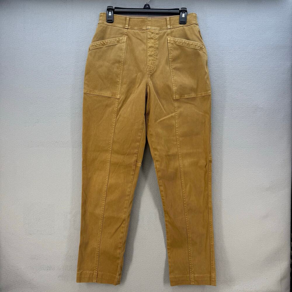 Spanx Pants Women's L Acorn Brown Straight Leg Stretch Patch Pockets Preppy EUC
